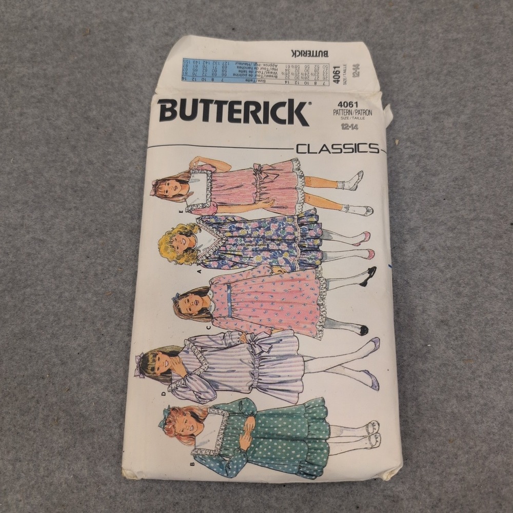 Butterick 4061 Classics Girls Dress Sewing Pattern Size 12-14 Vintage 1988 - Picture 1 of 2